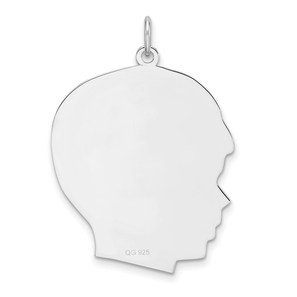 Sterling Silver Rhod-plate Eng. Boy Polished Front & Back Disc Charm (QM565/50P)