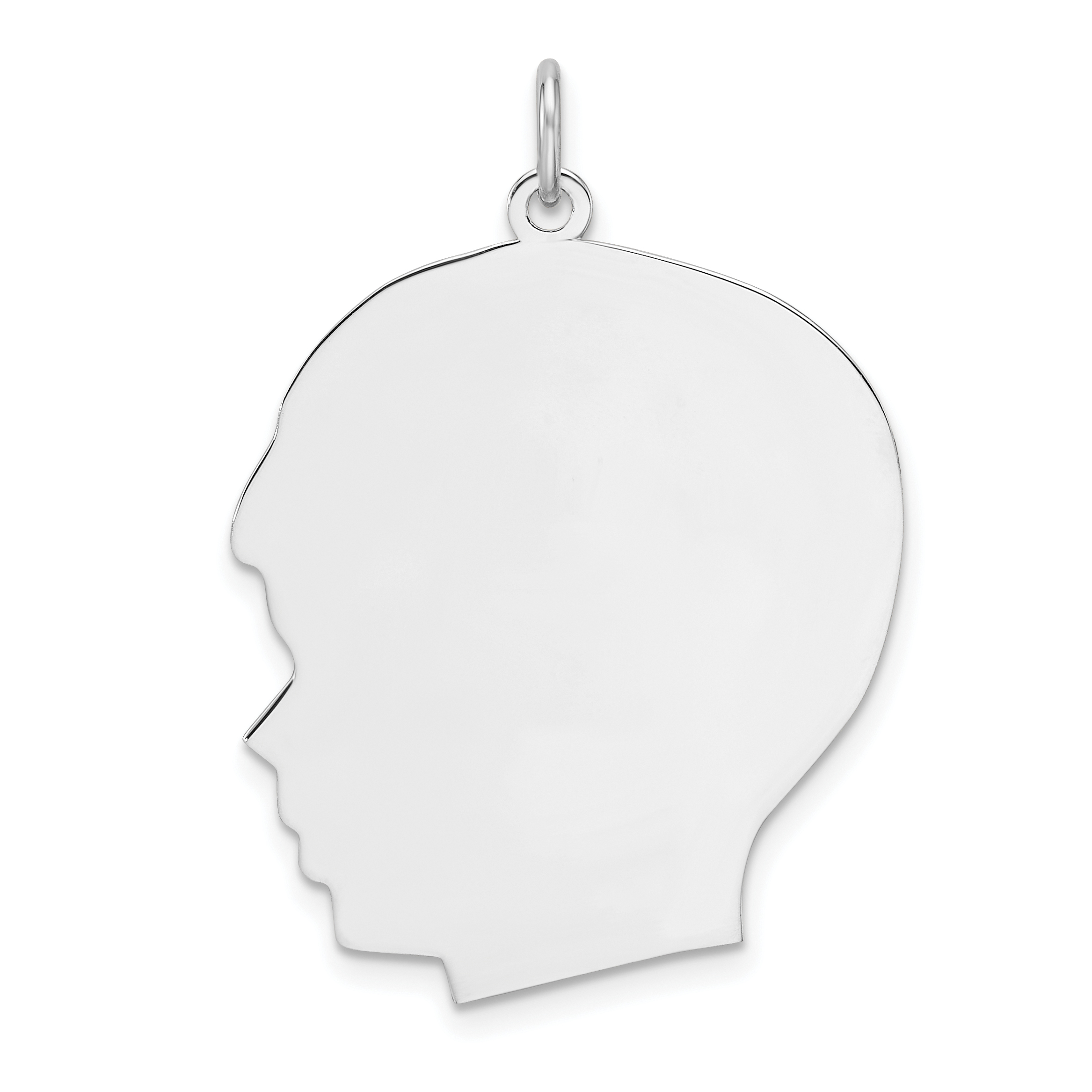 Sterling Silver Rhod-plate Eng. Boy Polished Front & Back Disc Charm (QM565/50P)