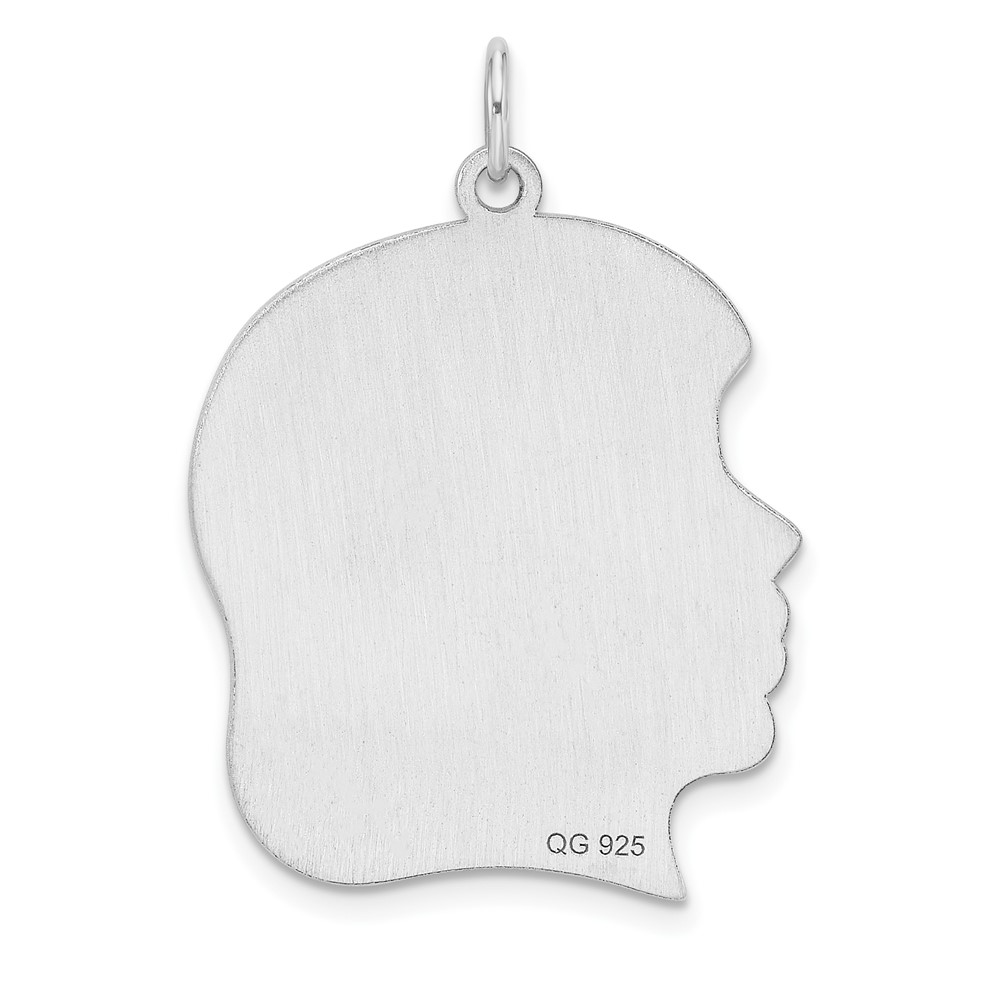 Sterling Silver Rhod-plate Eng. Girl Polished Front/Satin Back Disc Charm (QM566/27)