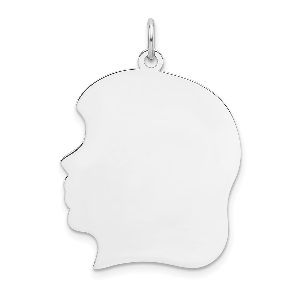 Sterling Silver Rhod-plate Eng. Girl Polished Front/Satin Back Disc Charm (QM566/18)