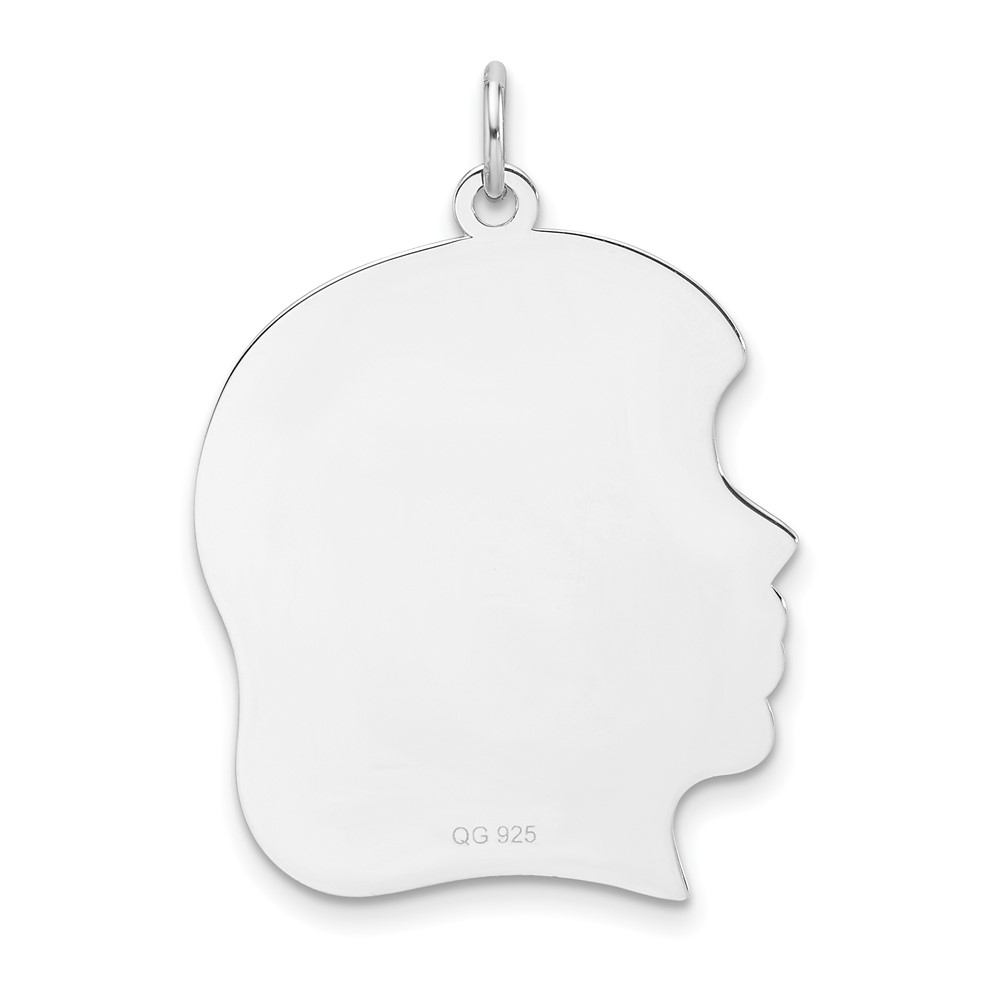 Sterling Silver Rhodium Plated Girl Polished Front and Back Disc Charm (QM566/50P)
