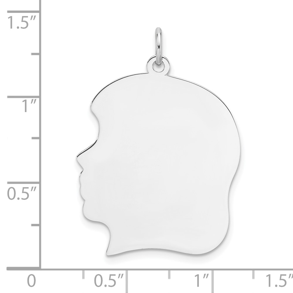 Sterling Silver Rhodium Plated Girl Polished Front and Back Disc Charm (QM566/50P)