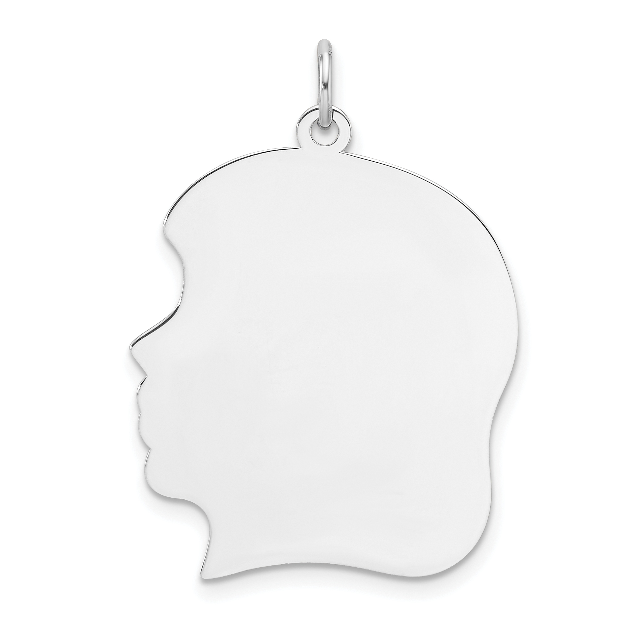 Sterling Silver Rhodium Plated Girl Polished Front and Back Disc Charm (QM566/50P)