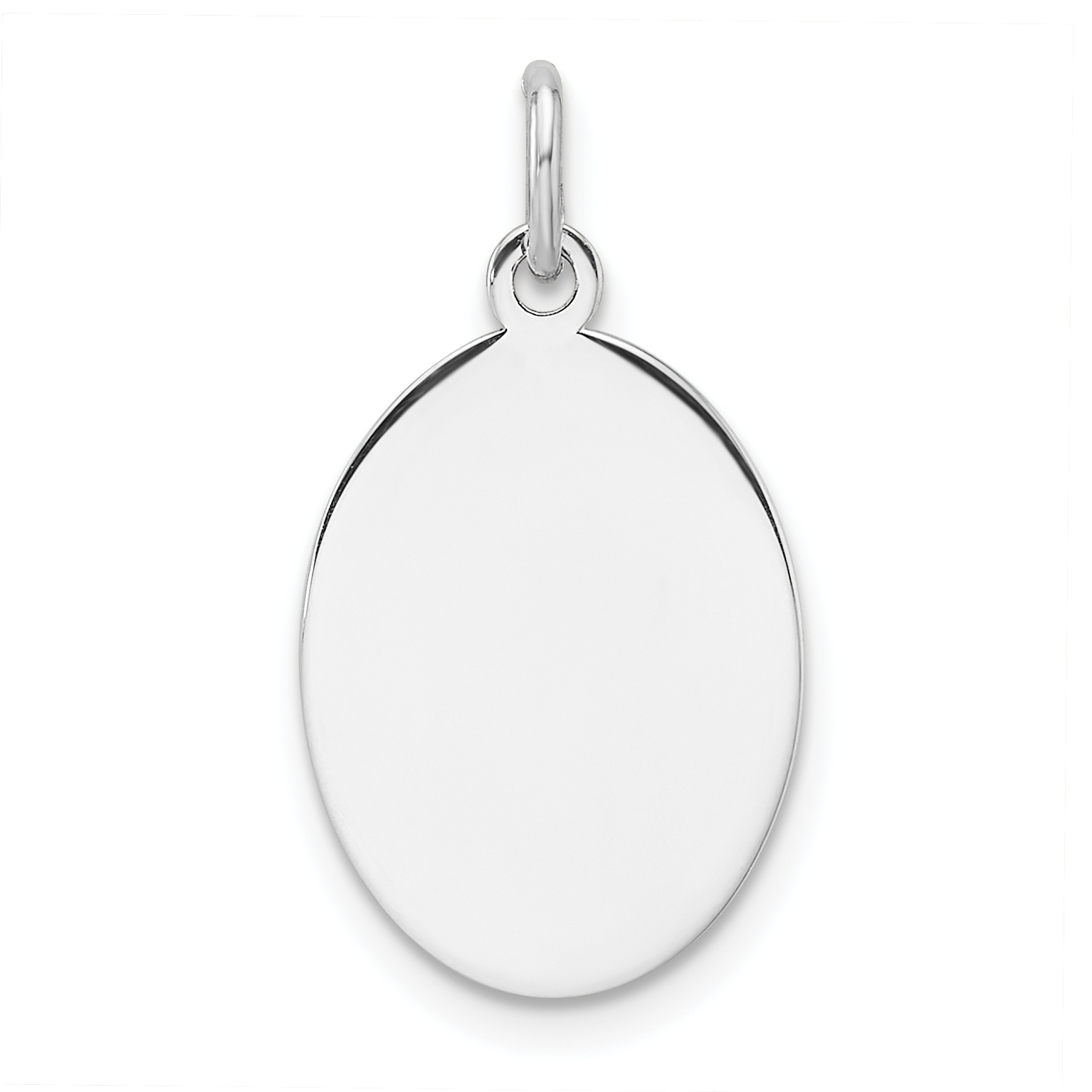 Sterl Silver Rh-plt Engraveable Oval Polished Front/Satin Back Disc Charm (QM567/18)
