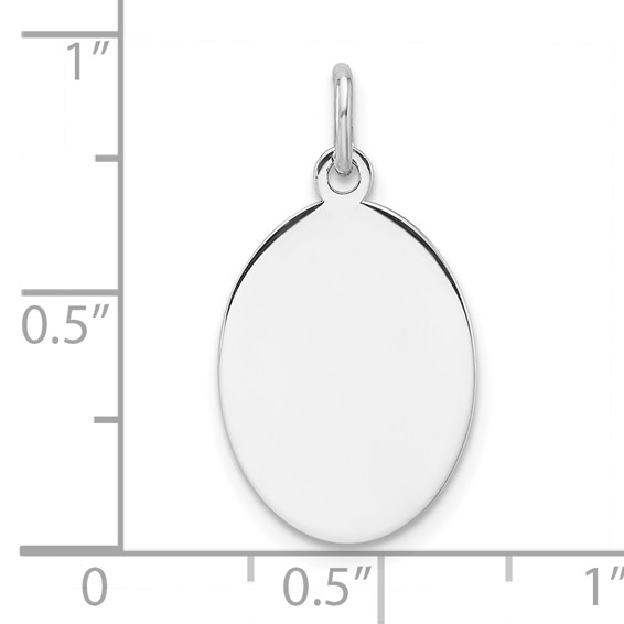 Sterl Silver Rh-plt Engraveable Oval Polished Front/Satin Back Disc Charm