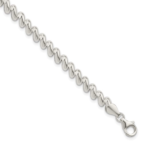 Sterling Silver Polished 6mm San Marco Bracelet, 7.5"