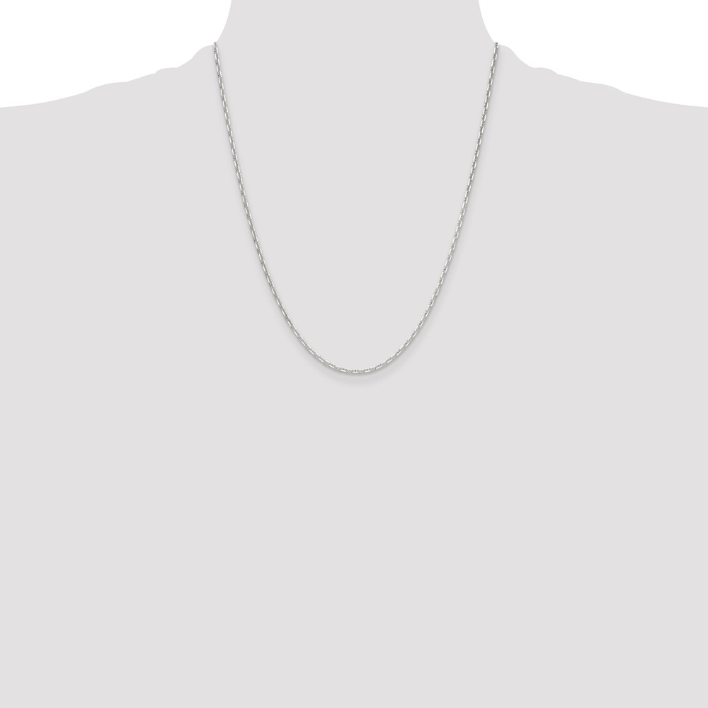 Sterling Silver Polished and D/C 2mm Mariner Link Chain (QMA060-22)