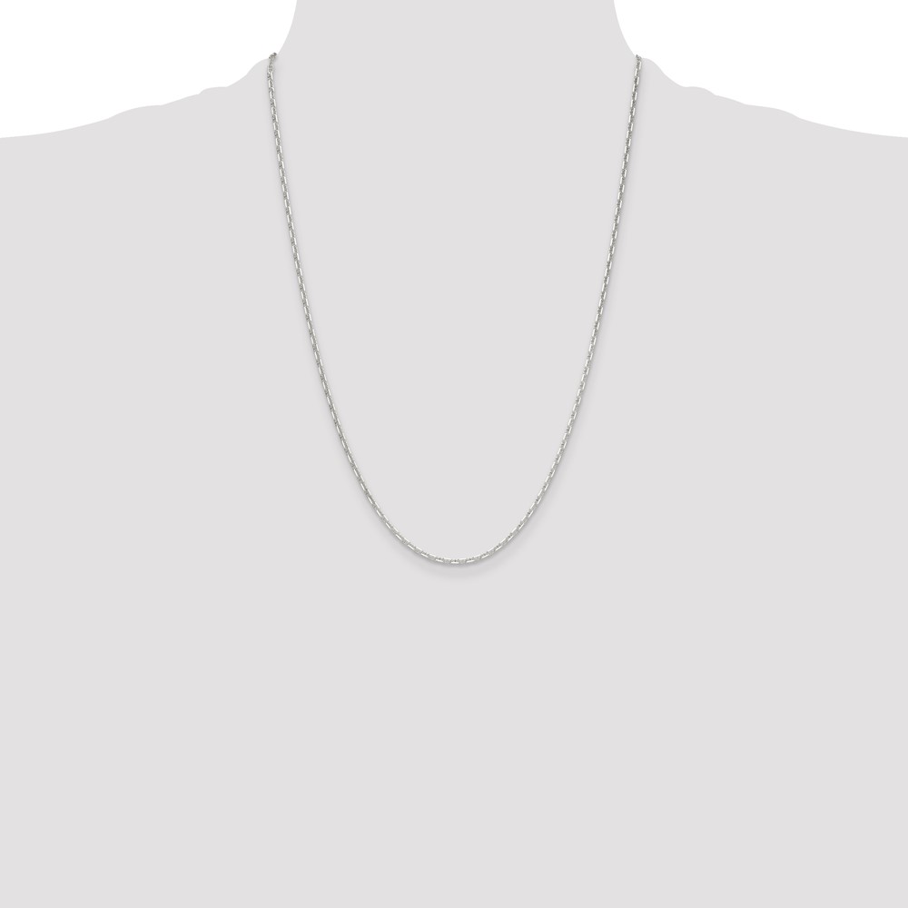 Sterling Silver Polished and D/C 2mm Mariner Link Chain (QMA060-24)