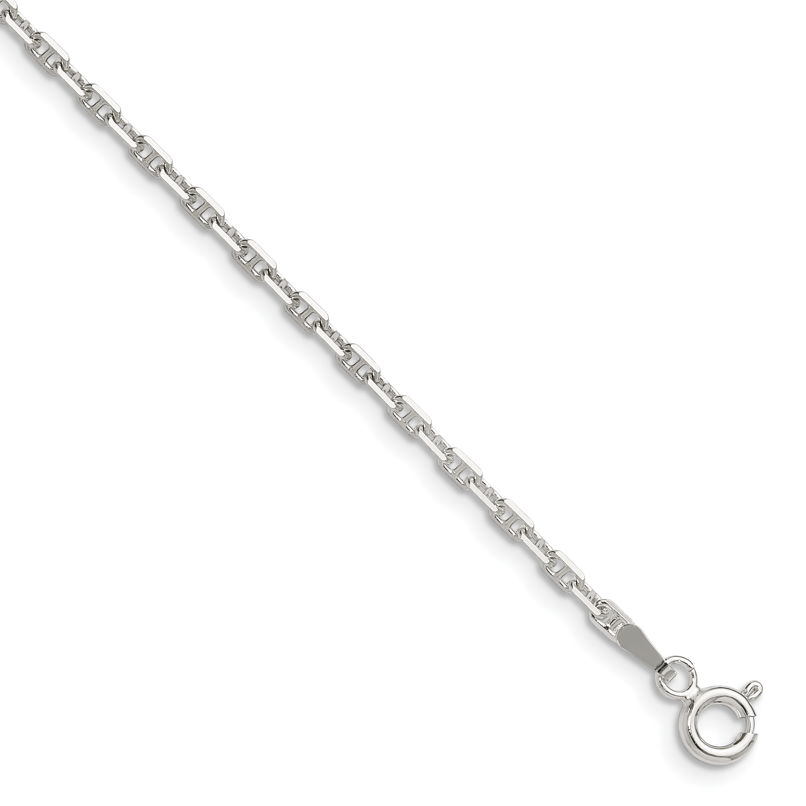 Sterling Silver Polished and D/C 2mm Mariner Link Chain (QMA060-10)