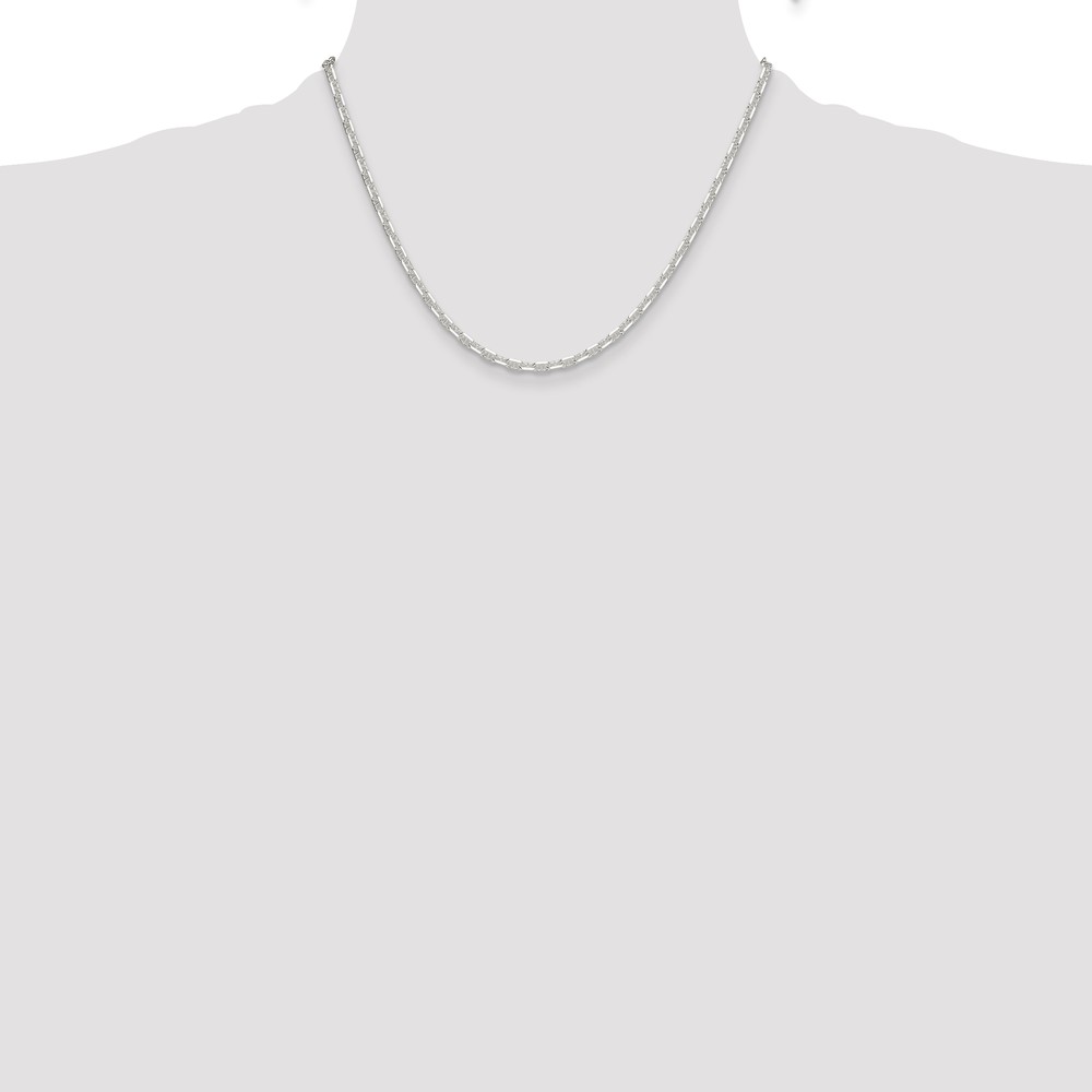 Sterling Silver Polished and D/C 3mm Mariner Link Chain (QMA080-18)