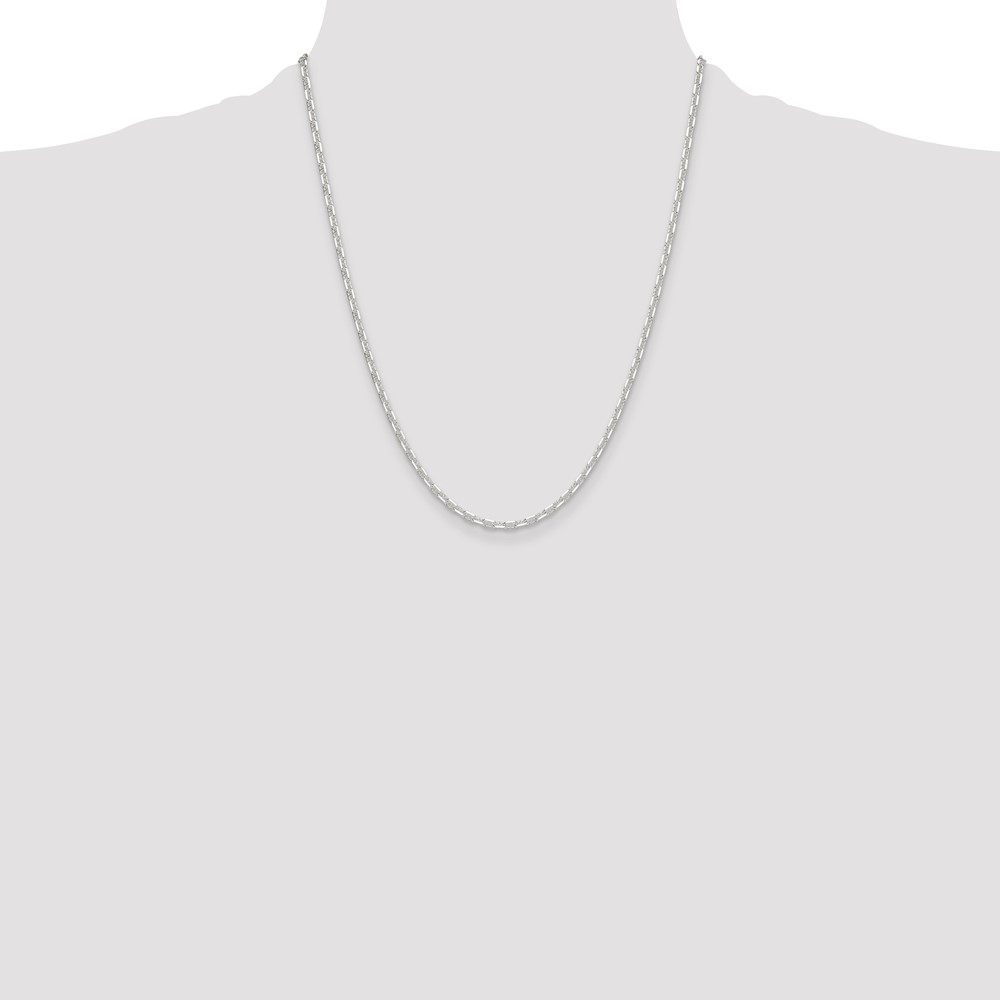 Sterling Silver Polished and D/C 3mm Mariner Link Chain (QMA080-22)