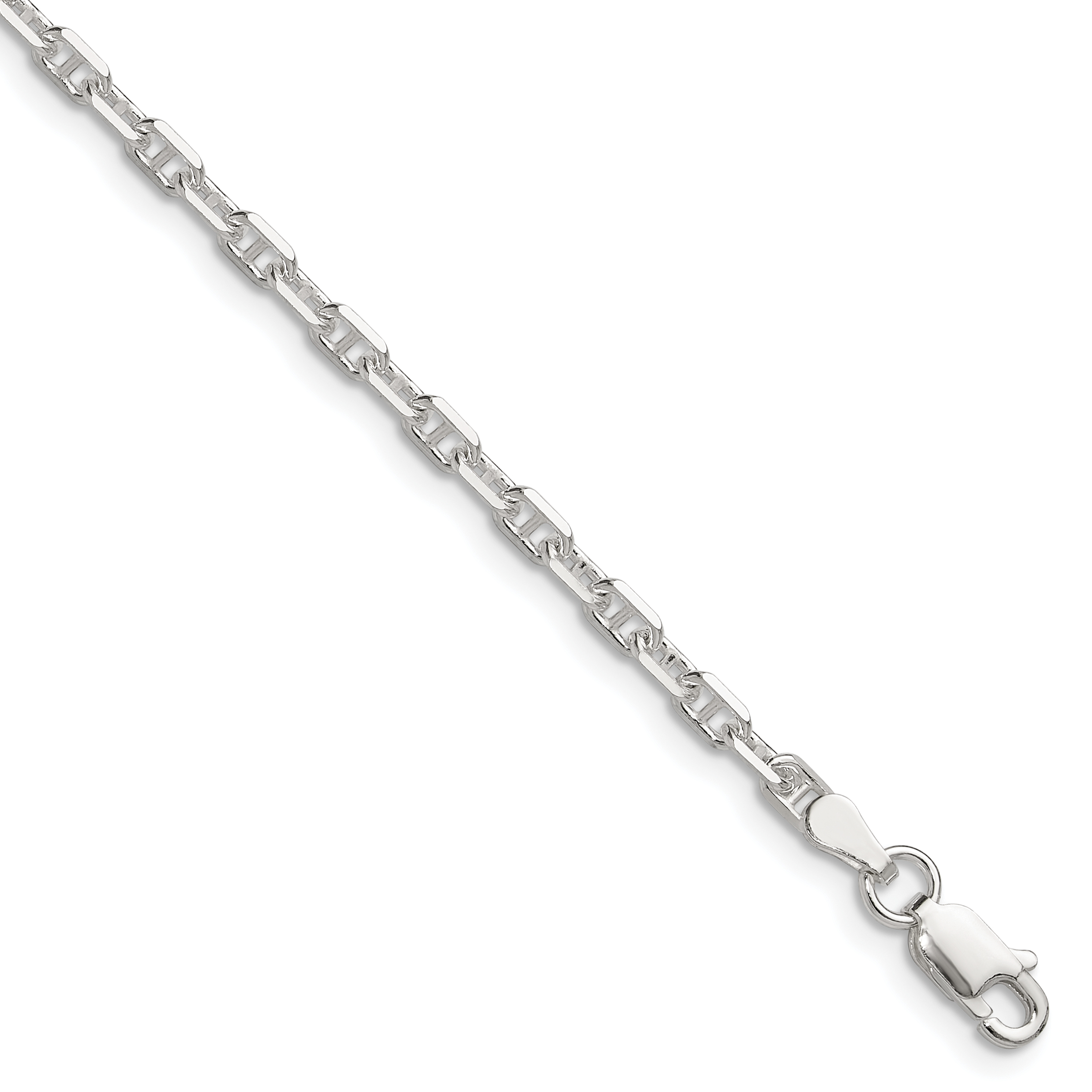 Sterling Silver Polished and D/C 3mm Mariner Link Chain (QMA080-7)