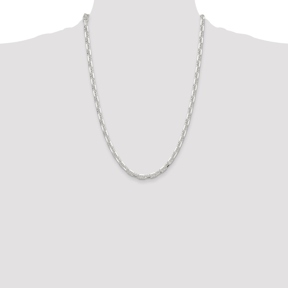 Sterling Silver Polished and D/C 5.5mm Mariner Link Chain (QMA150-24)