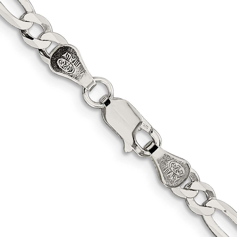 Sterling Silver 4.5mm Lightweight Flat Figaro Chain (QMB120-20)