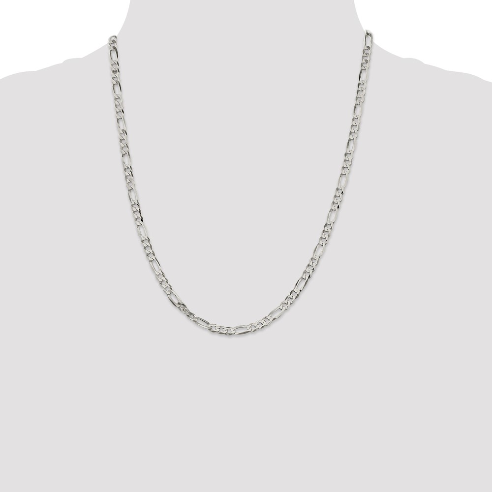 Sterling Silver 4.5mm Lightweight Flat Figaro Chain (QMB120-22)