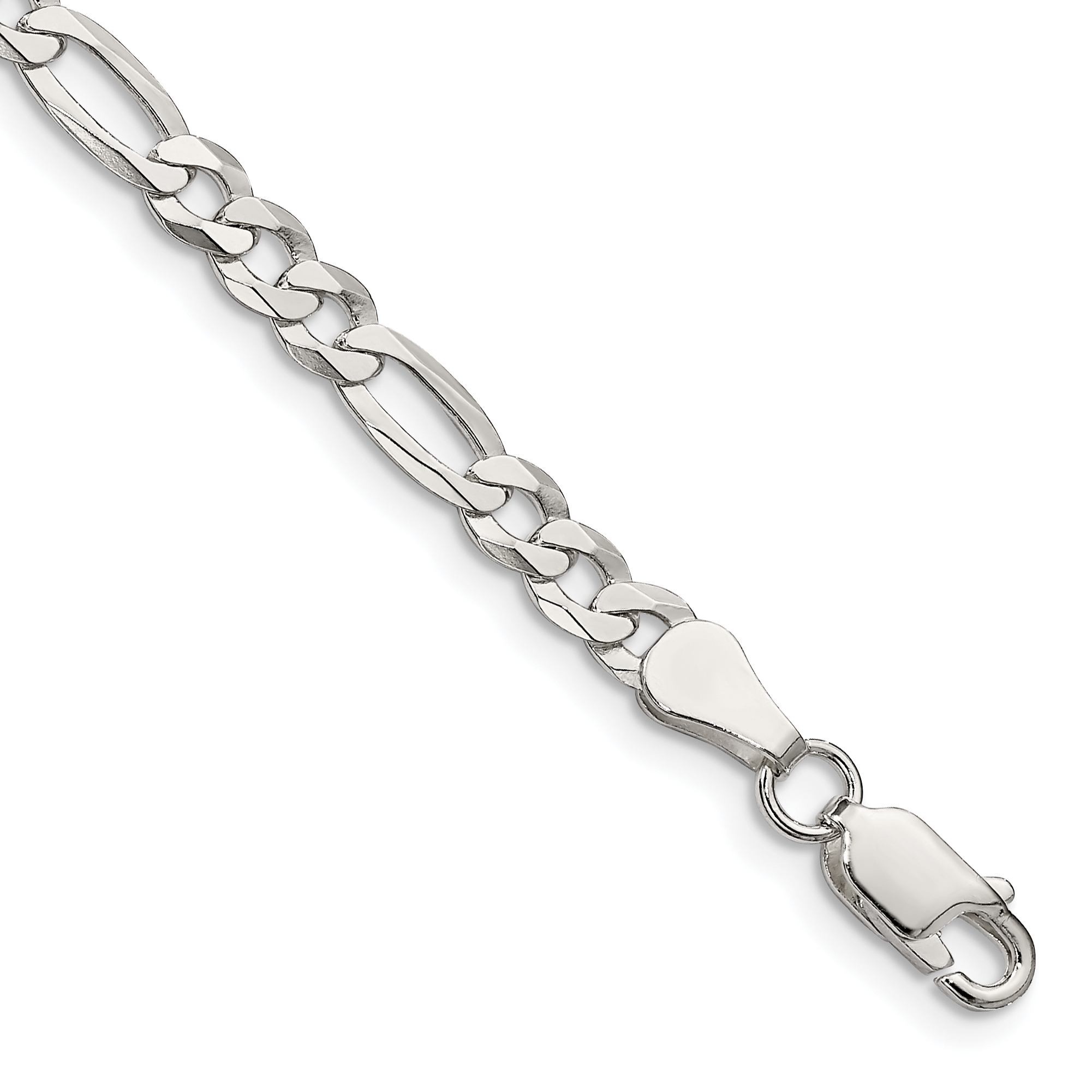 Sterling Silver 4.5mm Lightweight Flat Figaro Chain (QMB120-7)