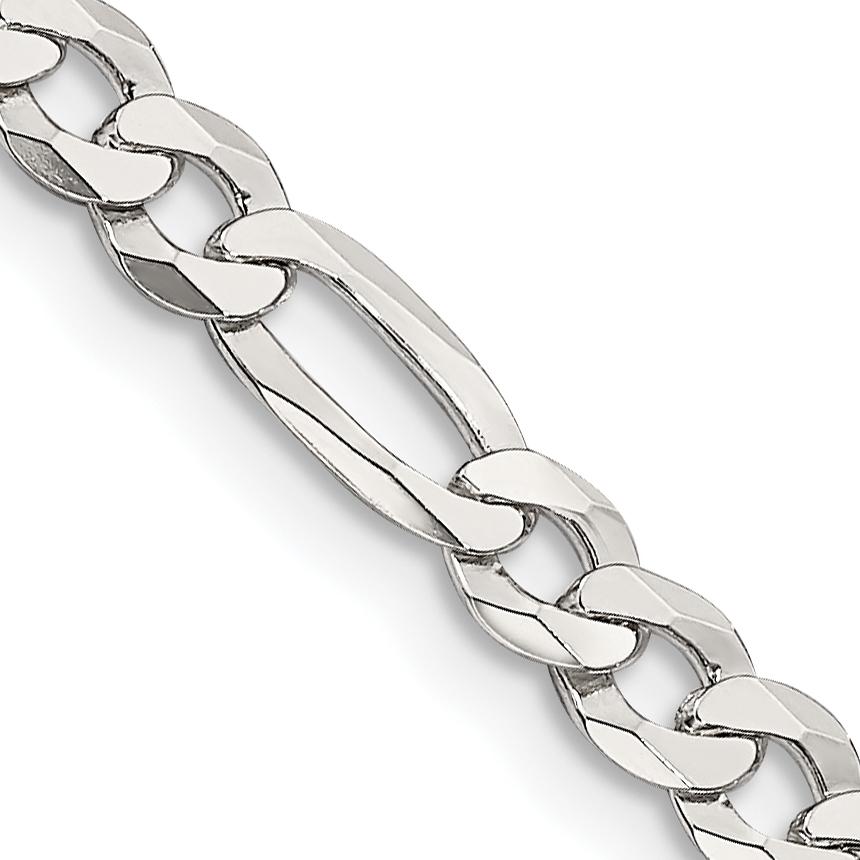 Sterling Silver 4.5mm Lightweight Flat Figaro Chain (QMB120-20)