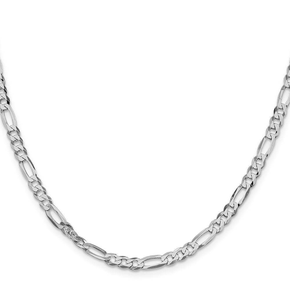 Sterling Silver Rhodium-plated 4.5mm Lightweight Flat Figaro Chain (QMB120R-24)