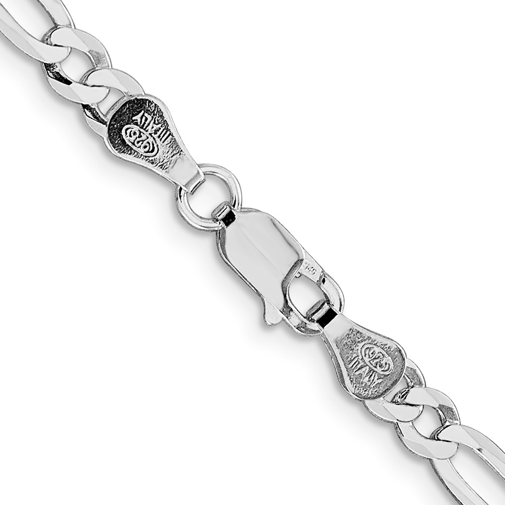 Sterling Silver Rhodium-plated 4.5mm Lightweight Flat Figaro Chain (QMB120R-24)