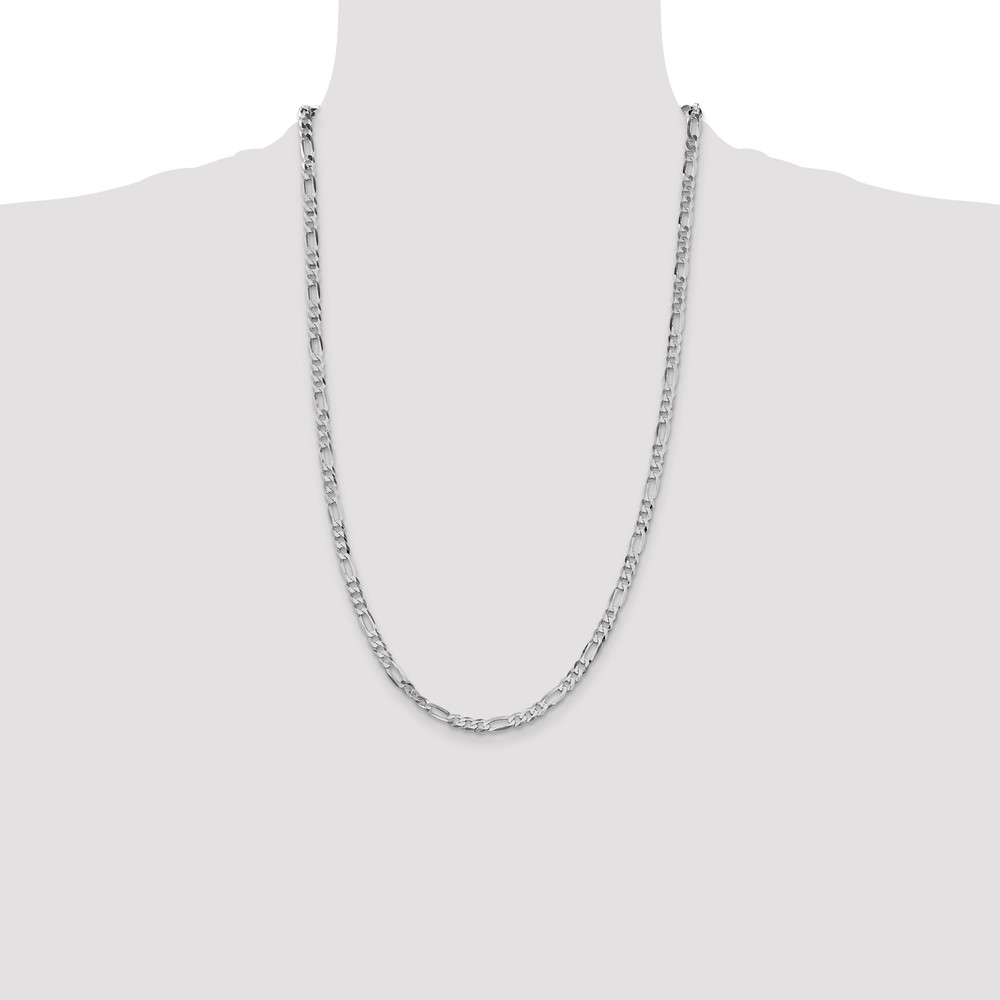 Sterling Silver Rhodium-plated 4.5mm Lightweight Flat Figaro Chain (QMB120R-26)
