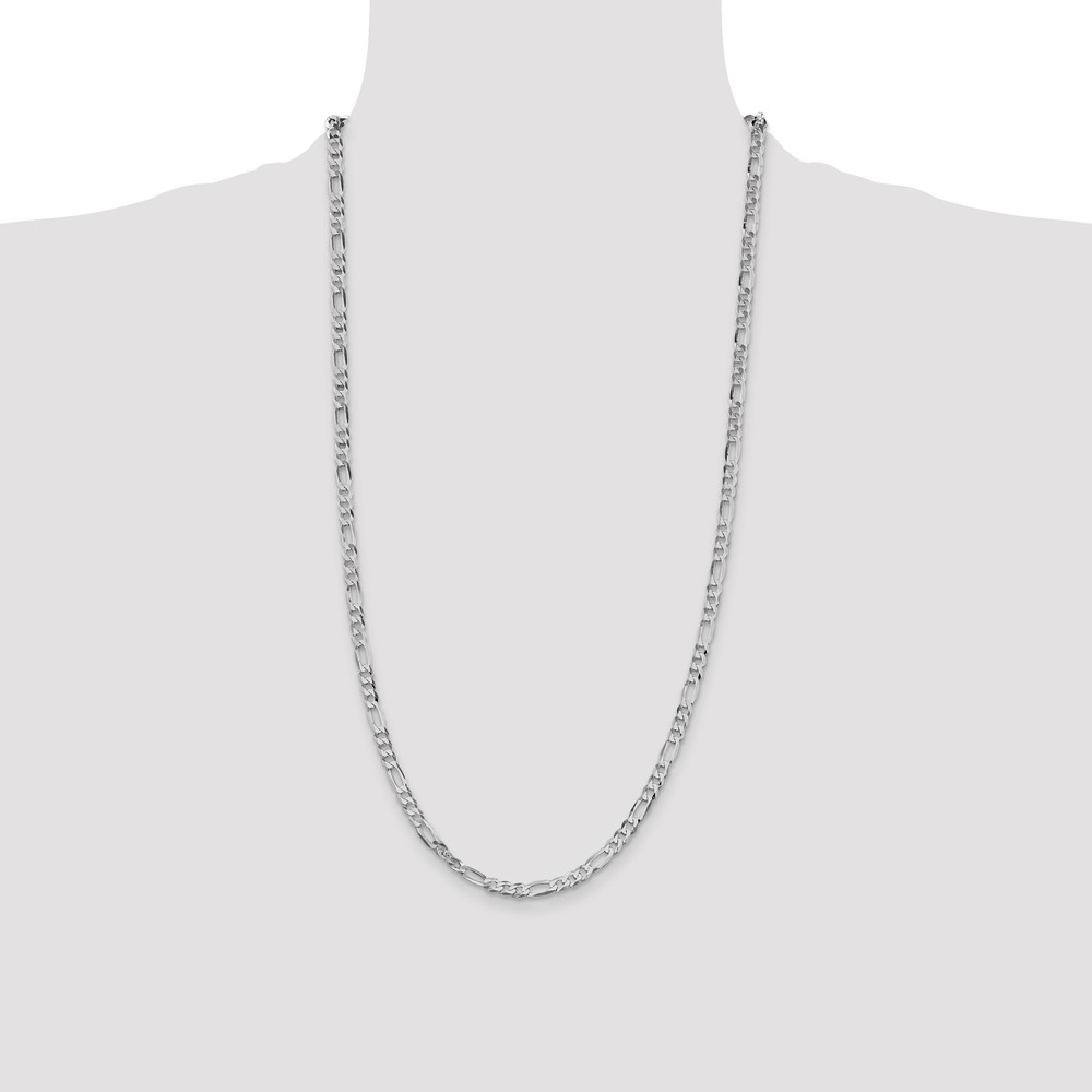 Sterling Silver Rhodium-plated 4.5mm Lightweight Flat Figaro Chain (QMB120R-28)