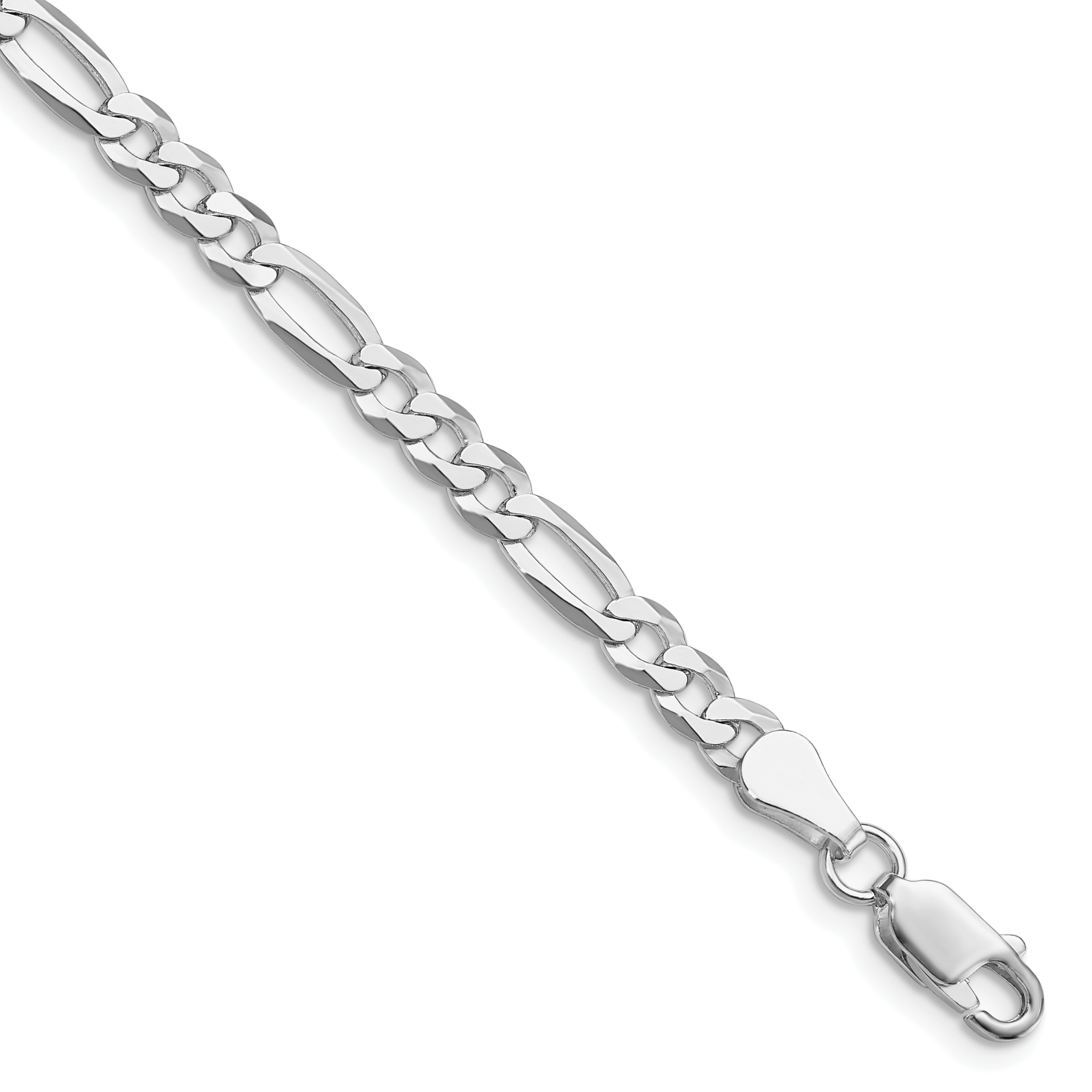 Sterling Silver Rhodium-plated 4.5mm Lightweight Flat Figaro Chain (QMB120R-7)