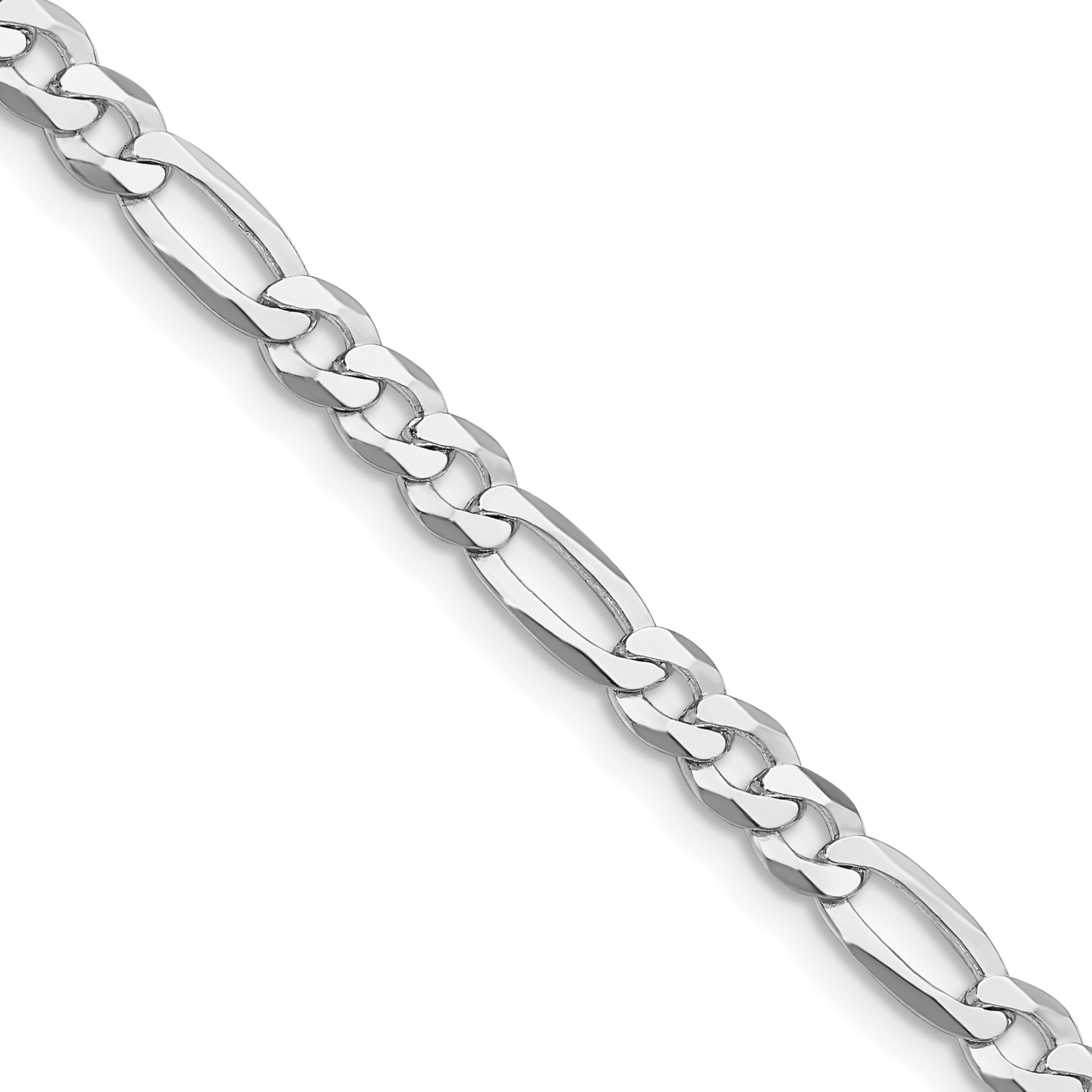 Sterling Silver Rhodium-plated 4.5mm Lightweight Flat Figaro Chain (QMB120R-18)
