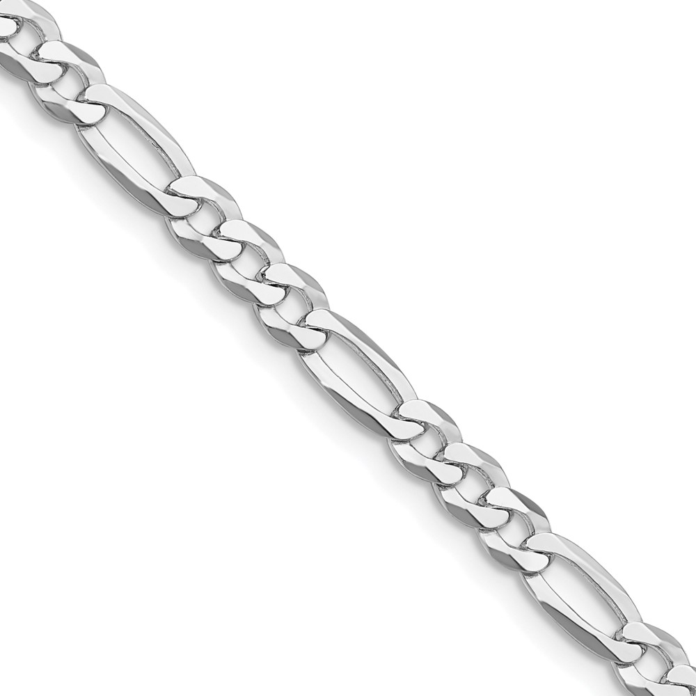 Sterling Silver Rhodium-plated 4.5mm Lightweight Flat Figaro Chain (QMB120R-18)