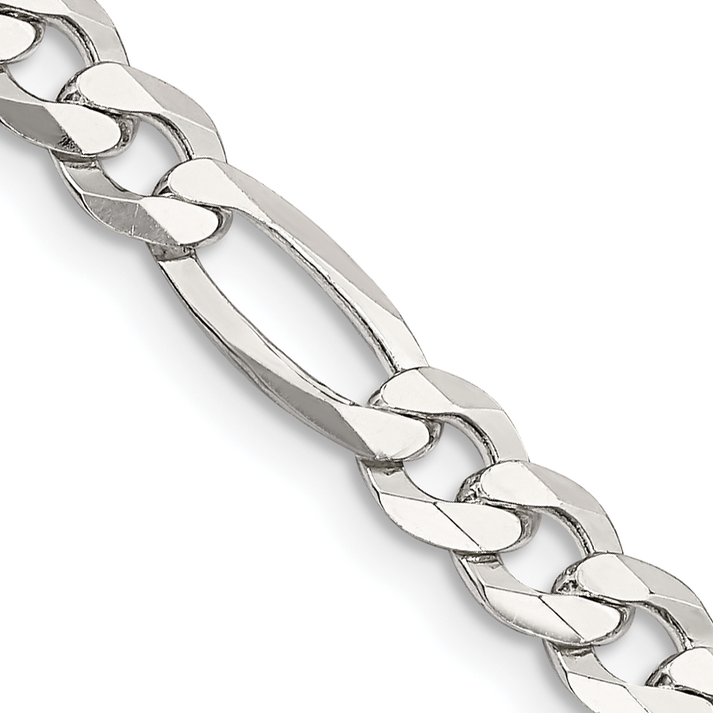 Sterling Silver 5.5mm Lightweight Flat Figaro Chain (QMB150-28)