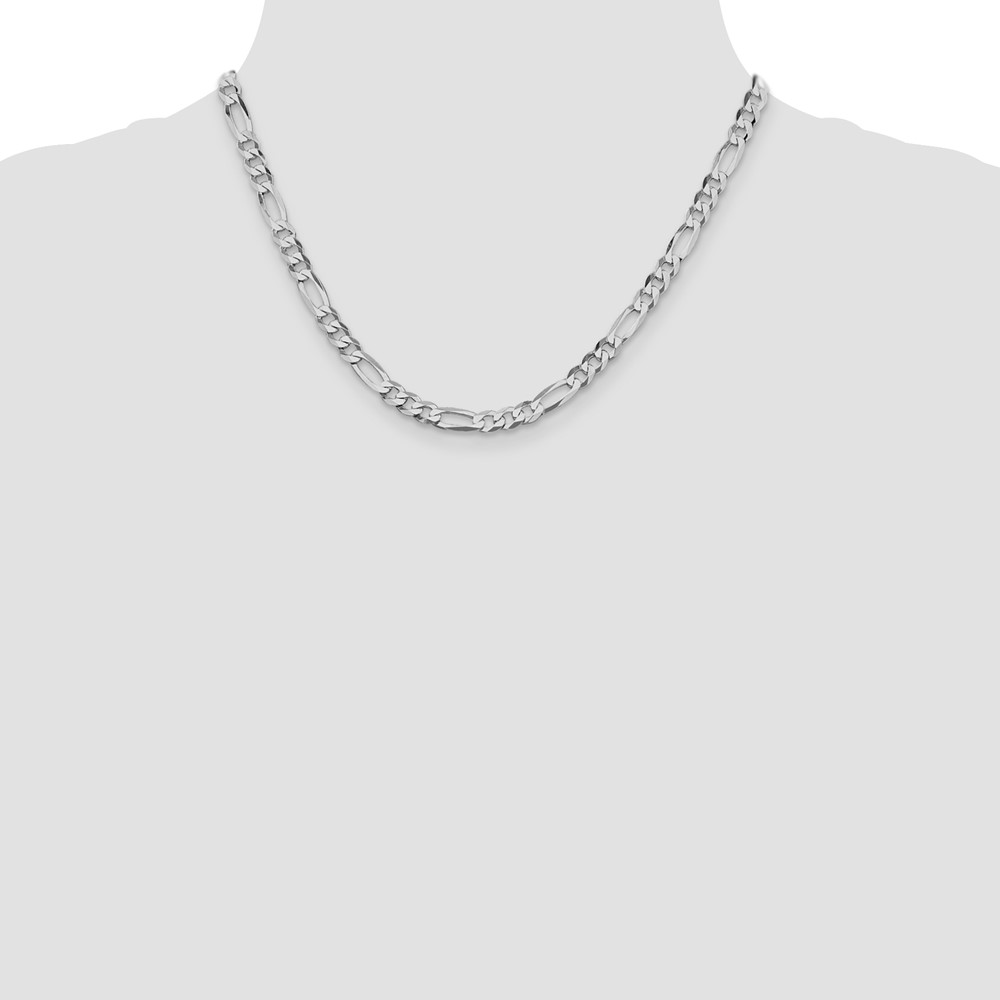 Sterling Silver Rhodium-plated 5.5mm Lightweight Flat Figaro Chain (QMB150R-18)