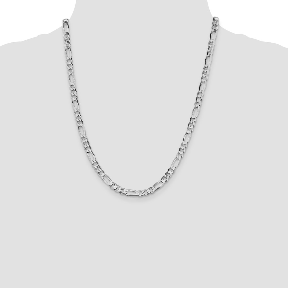 Sterling Silver Rhodium-plated 5.5mm Lightweight Flat Figaro Chain (QMB150R-22)