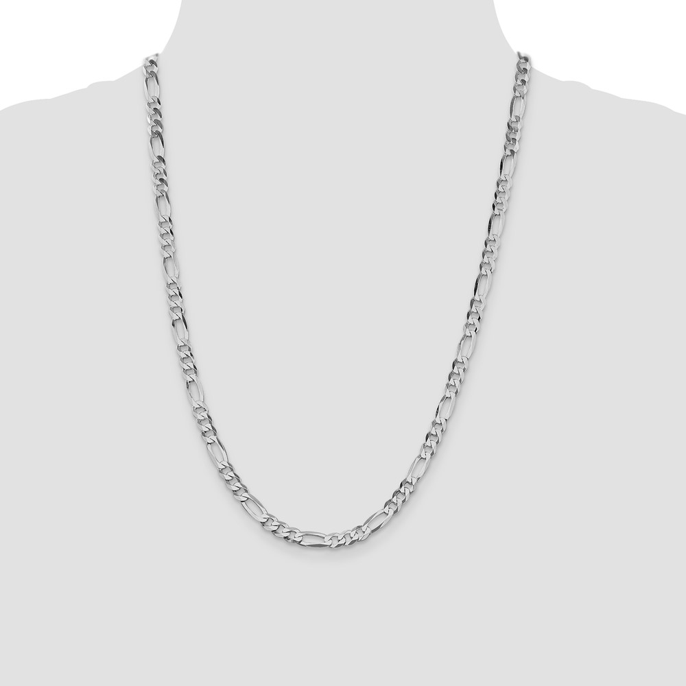 Sterling Silver Rhodium-plated 5.5mm Lightweight Flat Figaro Chain (QMB150R-24)
