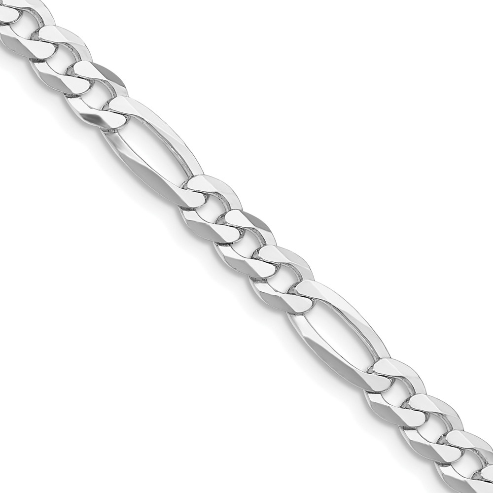 Sterling Silver Rhodium-plated 5.5mm Lightweight Flat Figaro Chain (QMB150R-18)