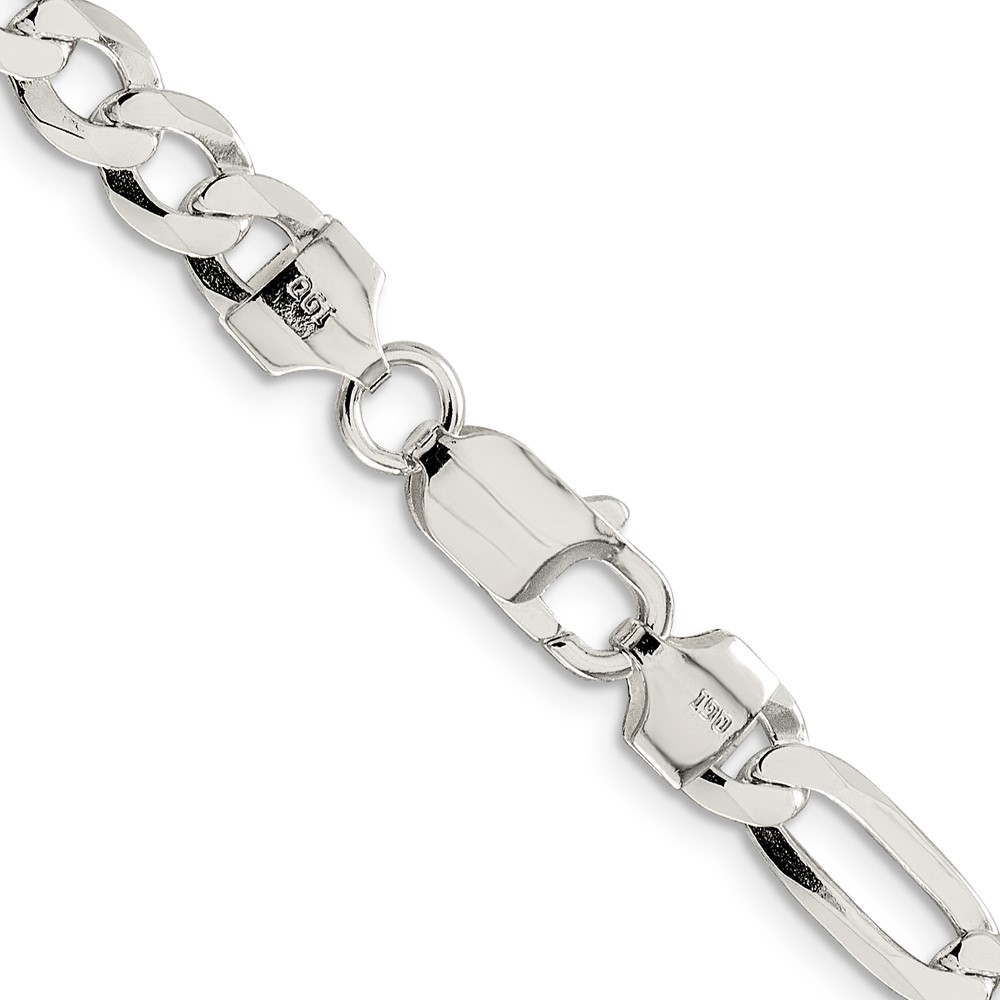 Sterling Silver 7.0mm Lightweight Flat Figaro Chain (QMB180-20)