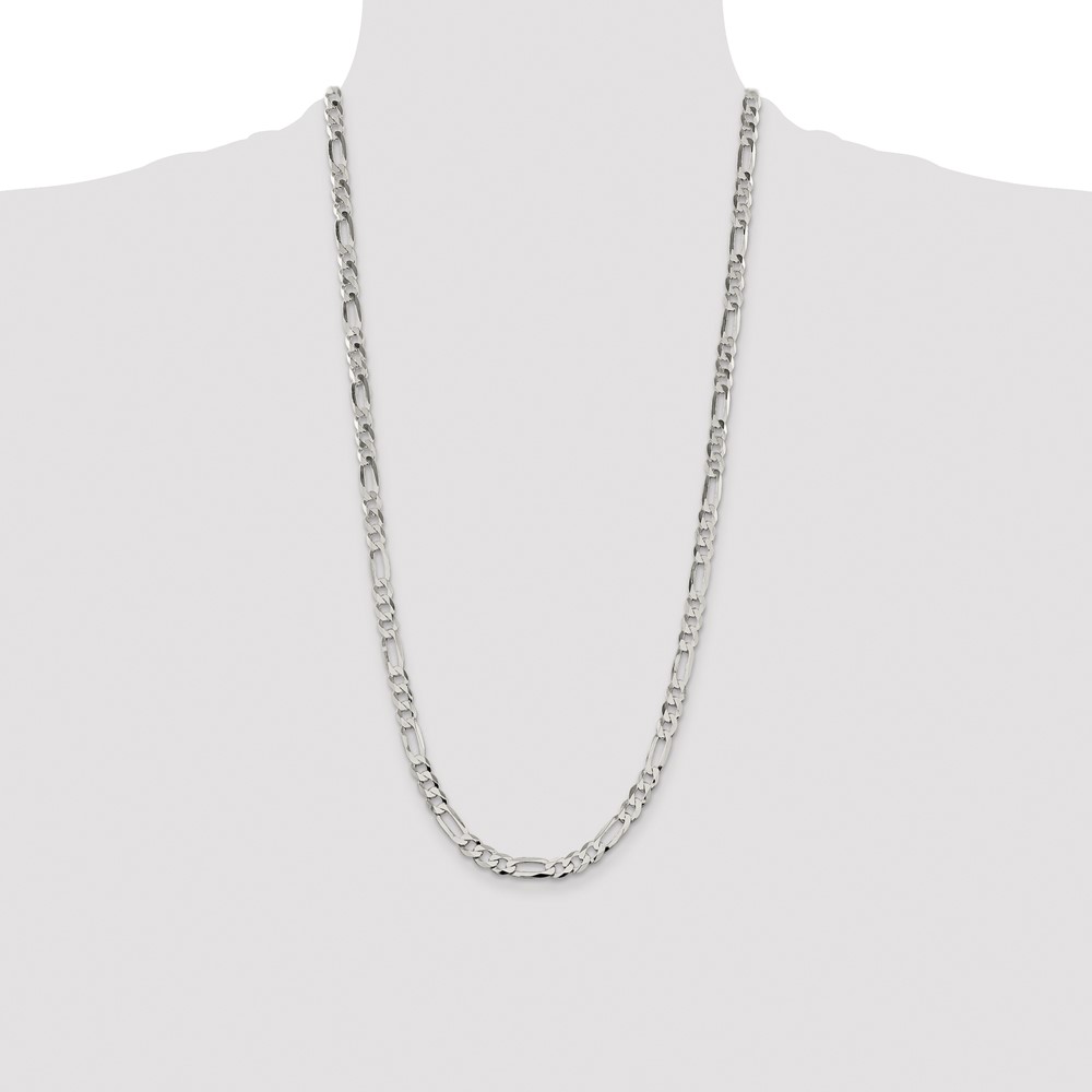 Sterling Silver 7.0mm Lightweight Flat Figaro Chain (QMB180-28)