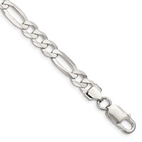 Sterling Silver 7.0mm Lightweight Flat Figaro Chain view 1