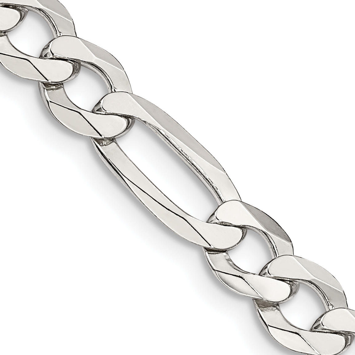 Sterling Silver 7.0mm Lightweight Flat Figaro Chain (QMB180-20)