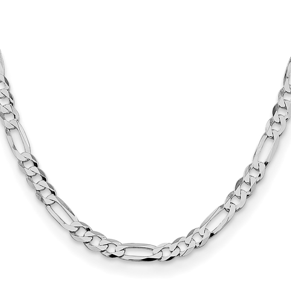 Sterling Silver Rhodium-plated 7.0mm Lightweight Flat Figaro Chain (QMB180R-26)