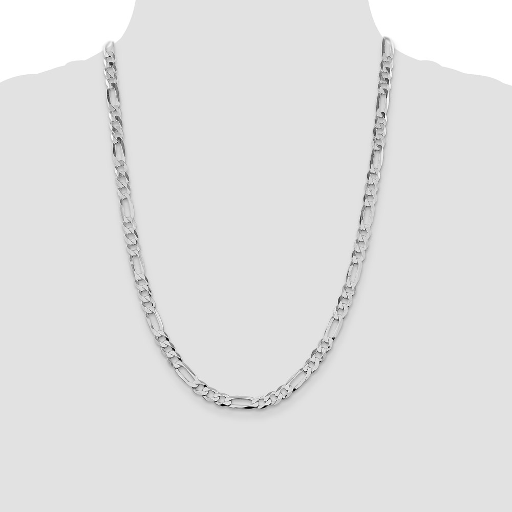 Sterling Silver Rhodium-plated 7.0mm Lightweight Flat Figaro Chain (QMB180R-24)