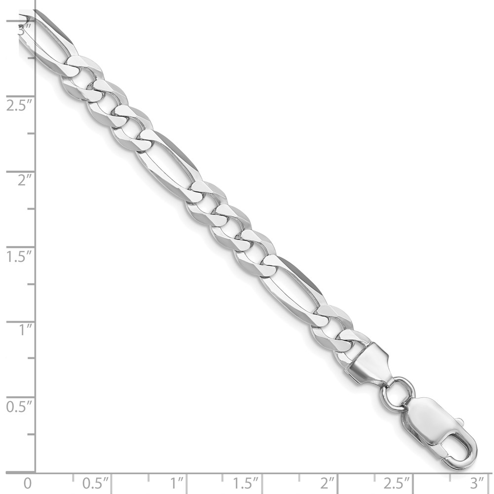 Sterling Silver Rhodium-plated 7.0mm Lightweight Flat Figaro Chain (QMB180R-8)