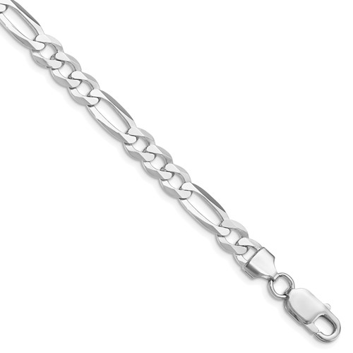 Sterling Silver Rhodium-plated 7.0mm Lightweight Flat Figaro Chain