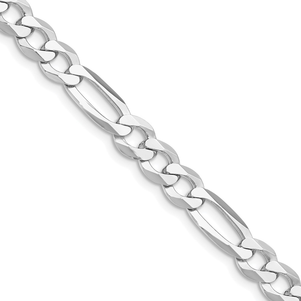 Sterling Silver Rhodium-plated 7.0mm Lightweight Flat Figaro Chain (QMB180R-20)