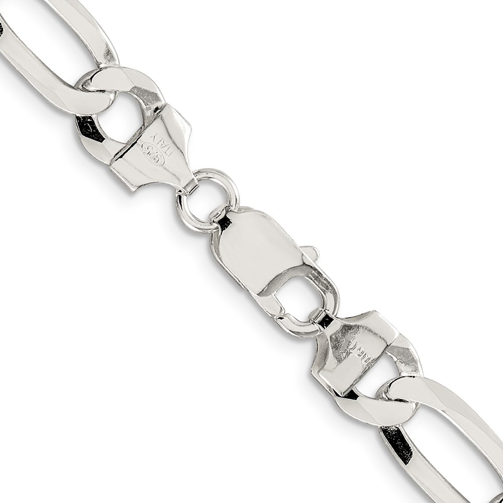 Sterling Silver 8.5mm Lightweight Flat Figaro Chain (QMB220-20)
