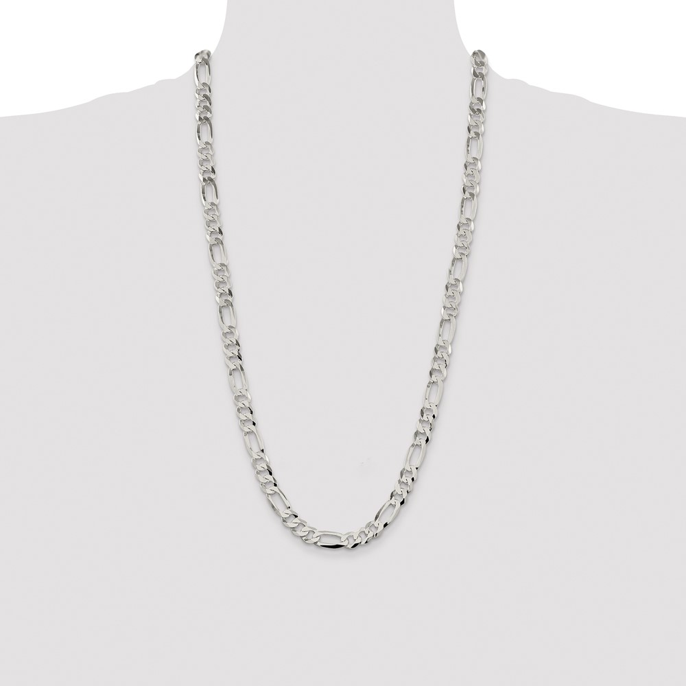 Sterling Silver 8.5mm Lightweight Flat Figaro Chain (QMB220-28)