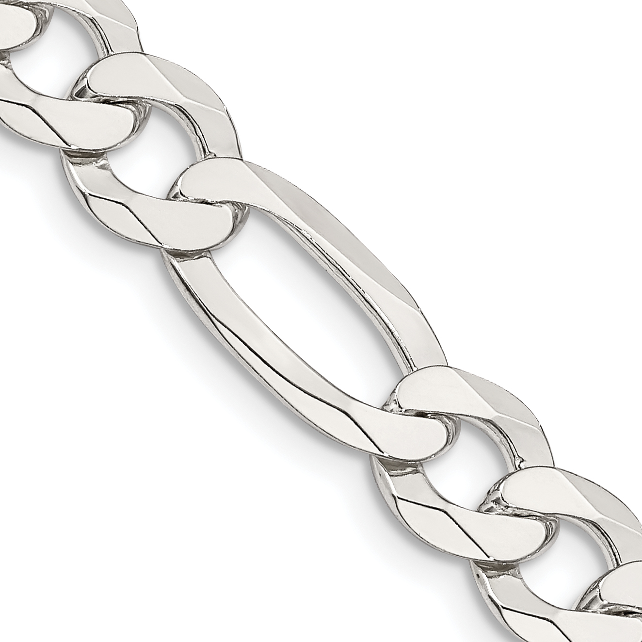 Sterling Silver 8.5mm Lightweight Flat Figaro Chain (QMB220-18)