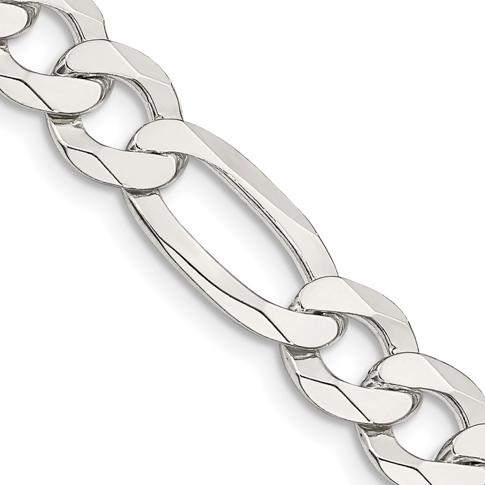 Sterling Silver 8.5mm Lightweight Flat Figaro Chain (QMB220-18)