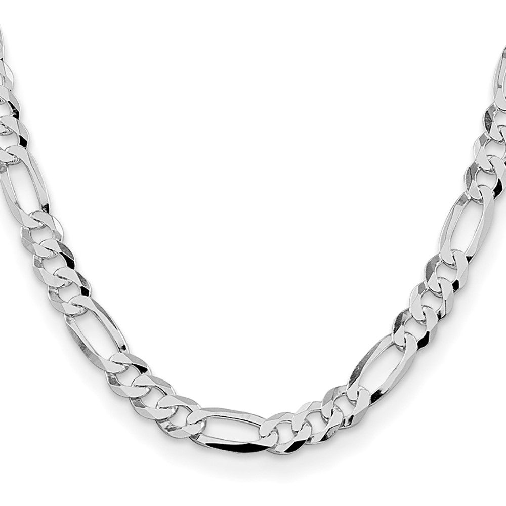Sterling Silver Rhodium-plated 8.5mm Lightweight Flat Figaro Chain (QMB220R-24)