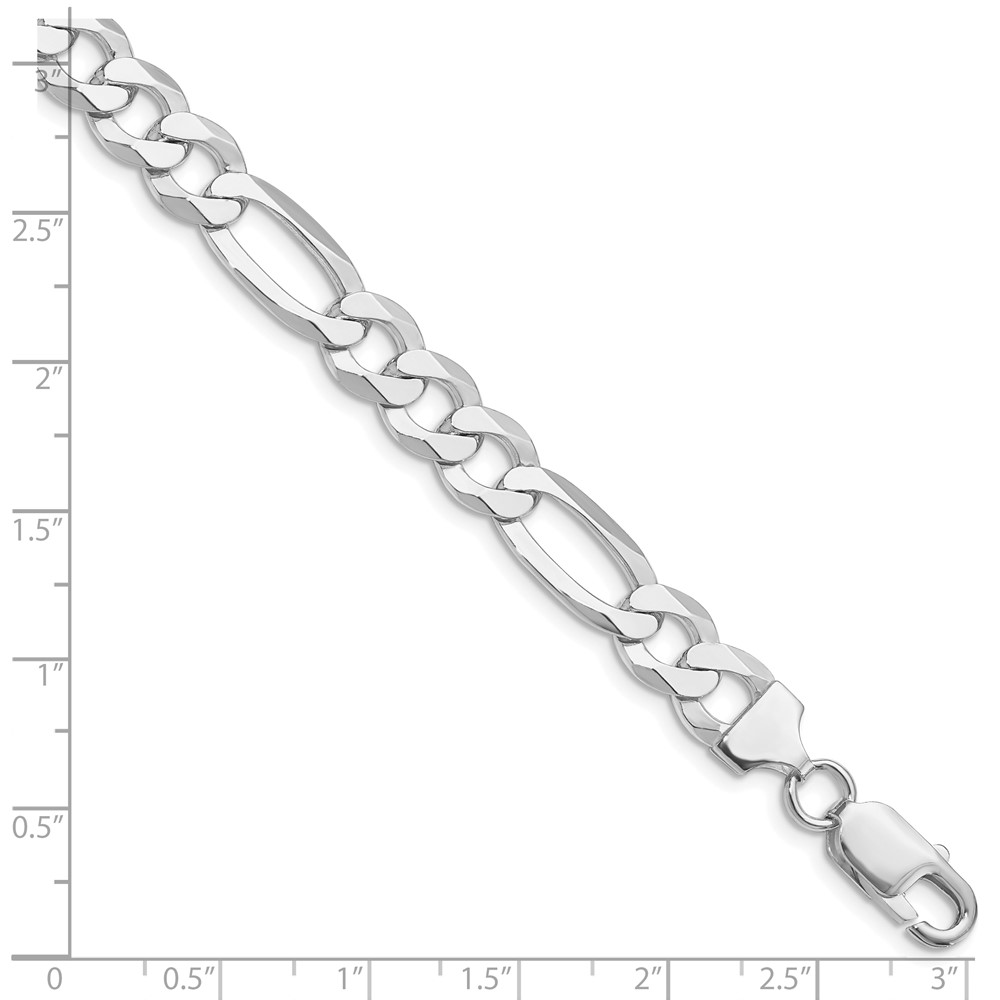 Sterling Silver Rhodium-plated 8.5mm Lightweight Flat Figaro Chain (QMB220R-9)