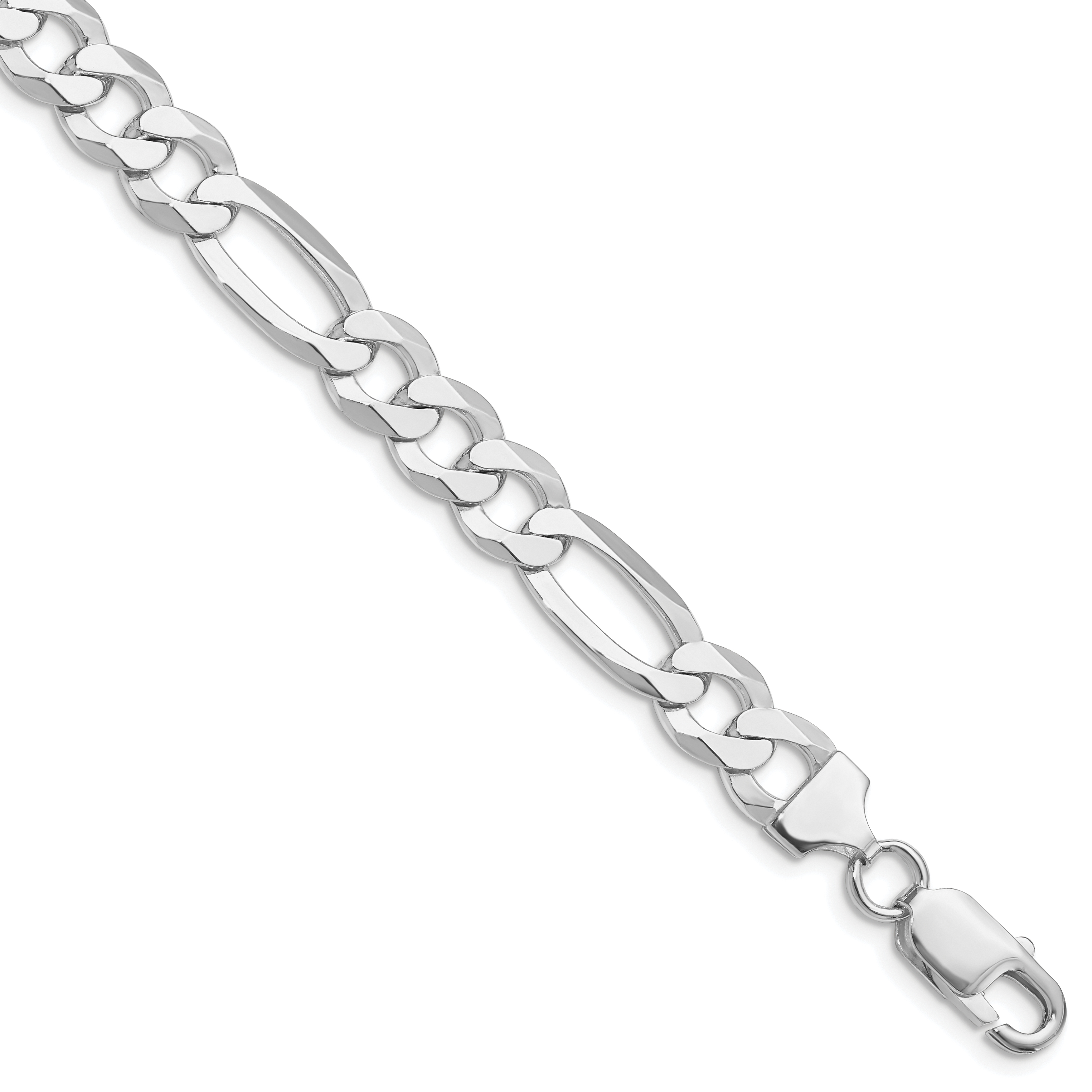 Sterling Silver Rhodium-plated 8.5mm Lightweight Flat Figaro Chain (QMB220R-8)