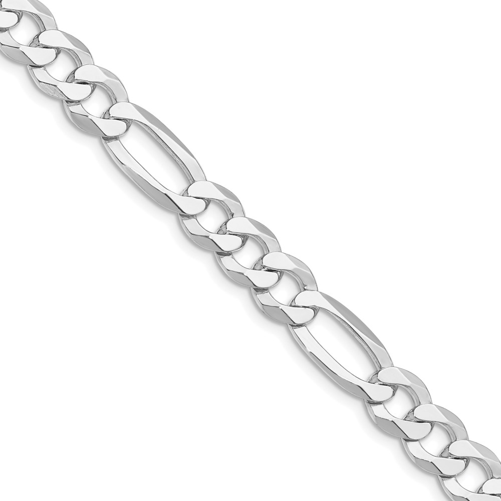Sterling Silver Rhodium-plated 8.5mm Lightweight Flat Figaro Chain (QMB220R-22)